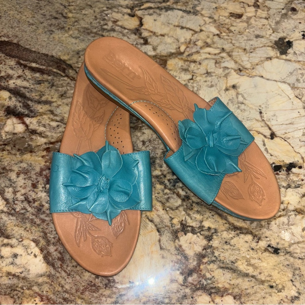b.o.c. Teal Floral Slide Sandals - Picture 6 of 9